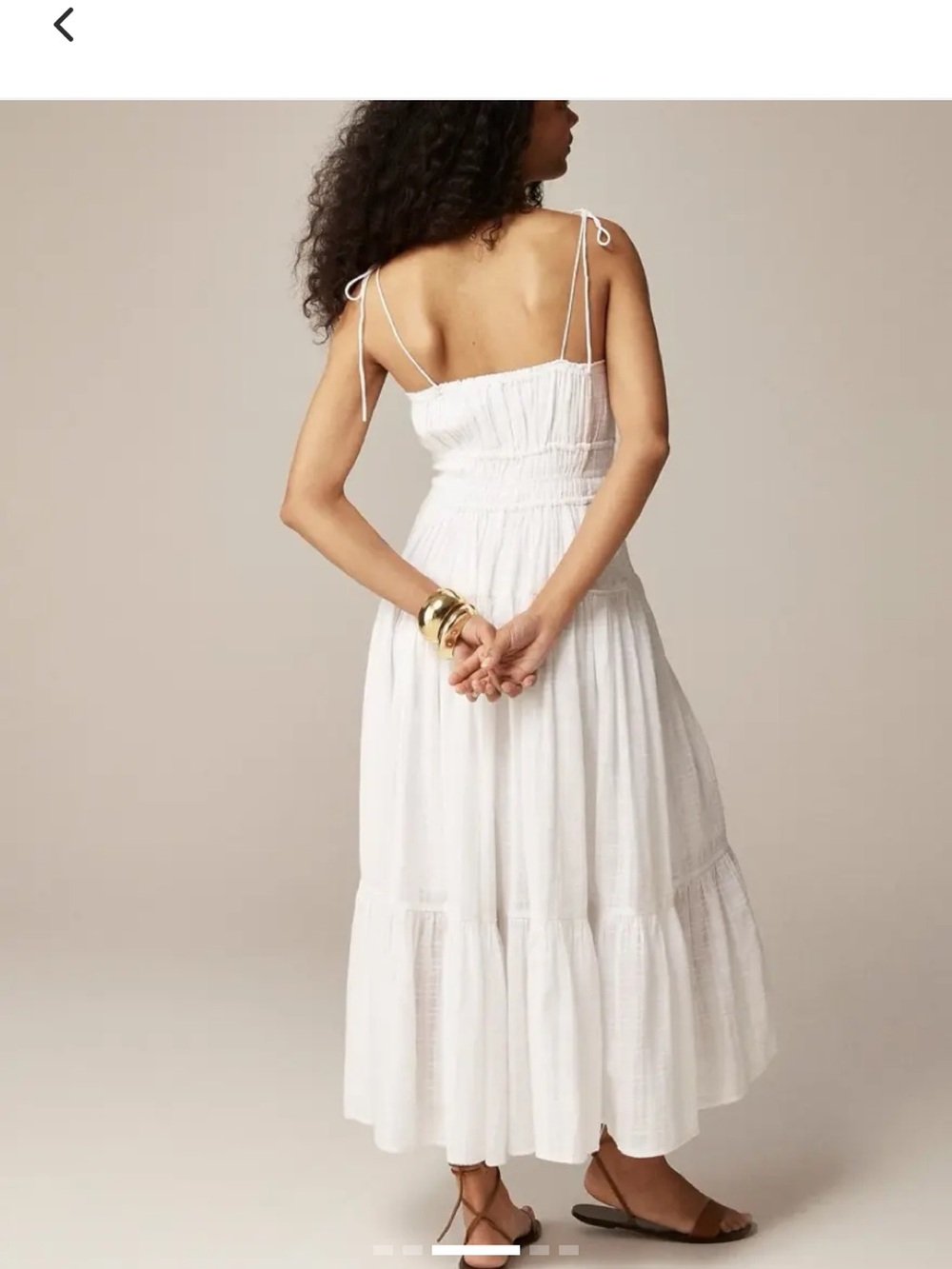 J. Crew White Smocked Midi Sundress with Spaghetti Straps - Picture 3 of 6